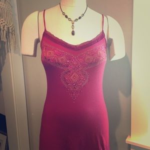 Burgundy tank top with sparkles